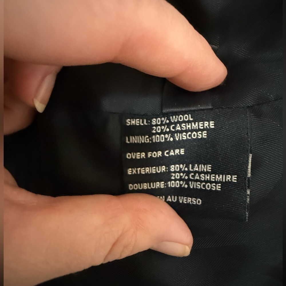 Cole Haan Wool Cashmere black midi large collar soft warm preppy winter coat 4P - Picture 14 of 14